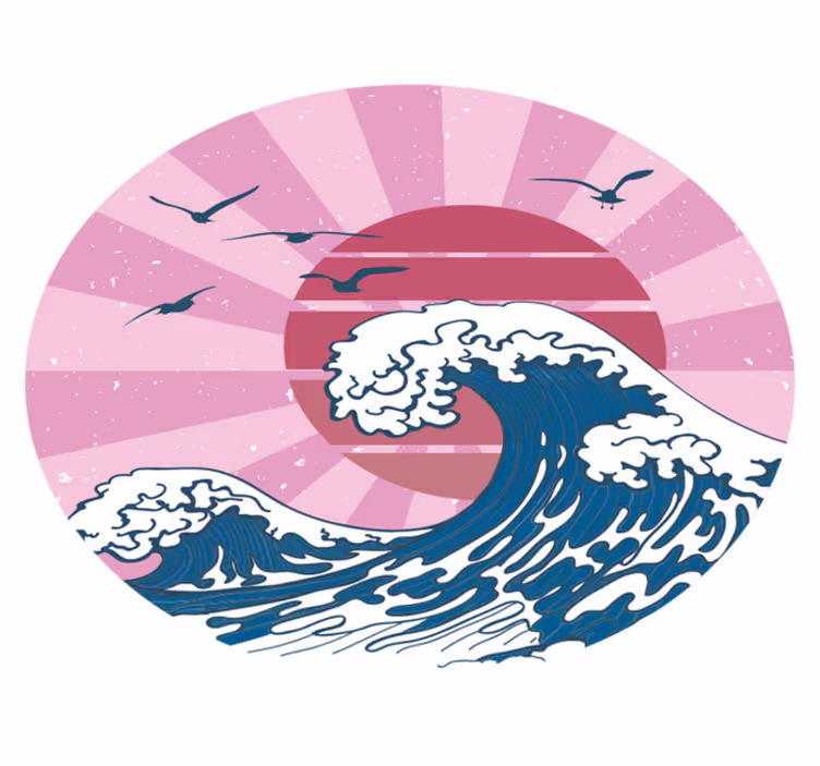 Roza val kanagawa Vinilne preproge z geometrijskimi vzorci - TenStickers