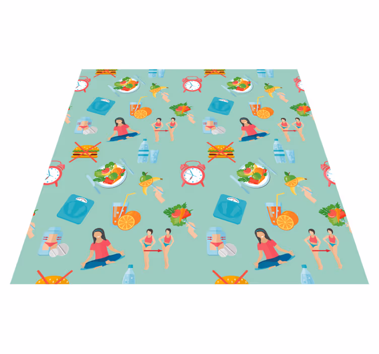 Healthy lifestyle icons vinilne preproge različnih vzorcev - TenStickers
