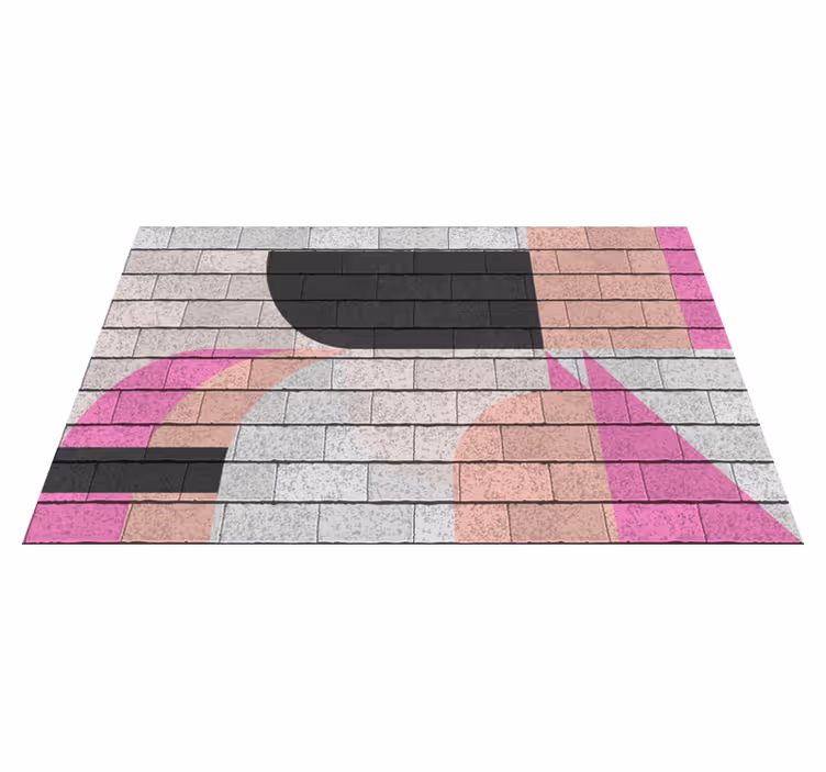 Kovinsko siva in roza geometrijska vhodna preproga - TenStickers