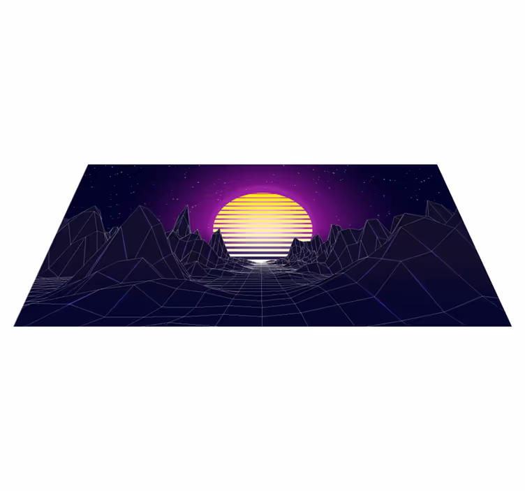 Retro futuristična pokrajina sodobne vinilne preproge - TenStickers