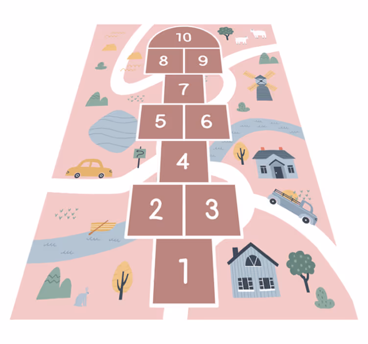 Hopscotch roza podloga za otroško igro - TenStickers