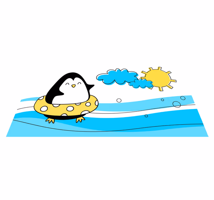 Igriva ilustracija pingvina Otroške vinilna preproga - TenStickers