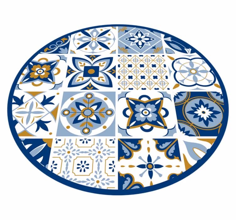 Vinilna talna obloga v imitaciji ploščic krožni vzorec - TenStickers
