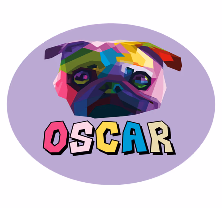 Geometrijska ilustracija psa Vinilna preproga z imeni - TenStickers