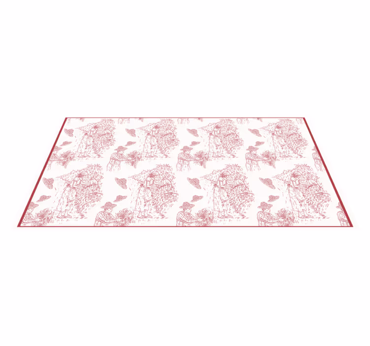 Pastoral Scene Toile Pattern Starinski vinilni tlak - TenStickers