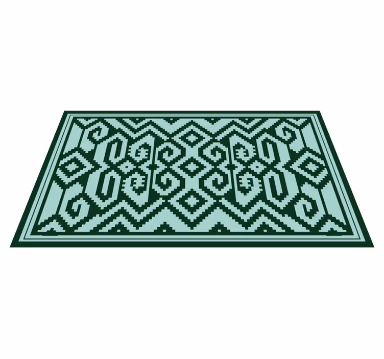 Zeleni geometrijski vzorci Skandinavski vinilni preproga - TenStickers