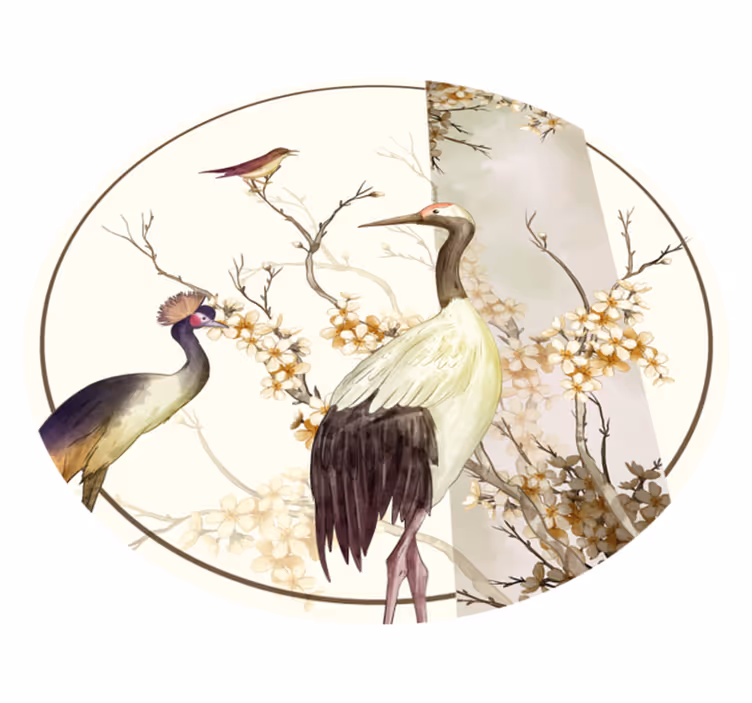 Vejice in ptice chinoiserie živalska podloga - TenStickers
