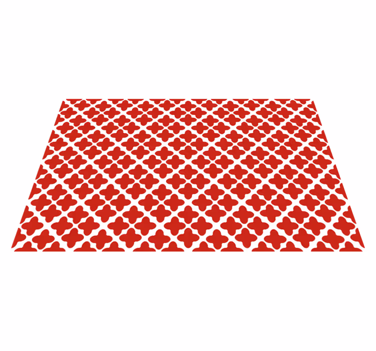 Bel geometrijski vzorec Rdeči vinilni preprogi - TenStickers