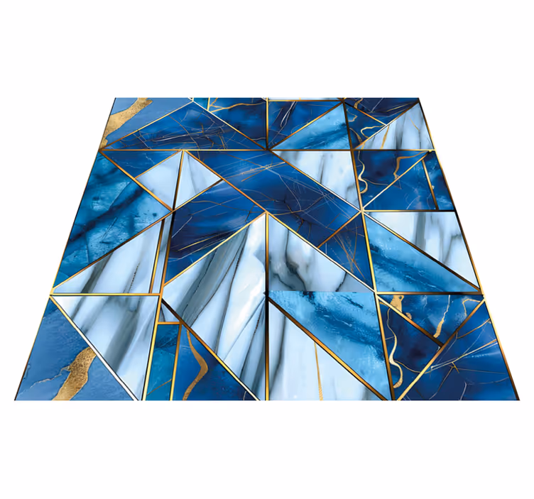 Geometric blue marble and golden effect vinilna preproga - TenStickers