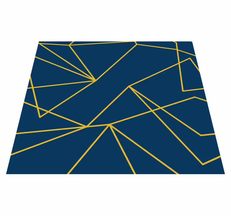 Geometrijske zlate črte Modra vinilna preproga - TenStickers