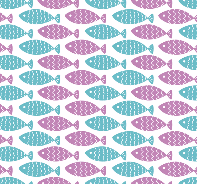 Geometrijski motiv ribe otroške sobe tapete - TenStickers
