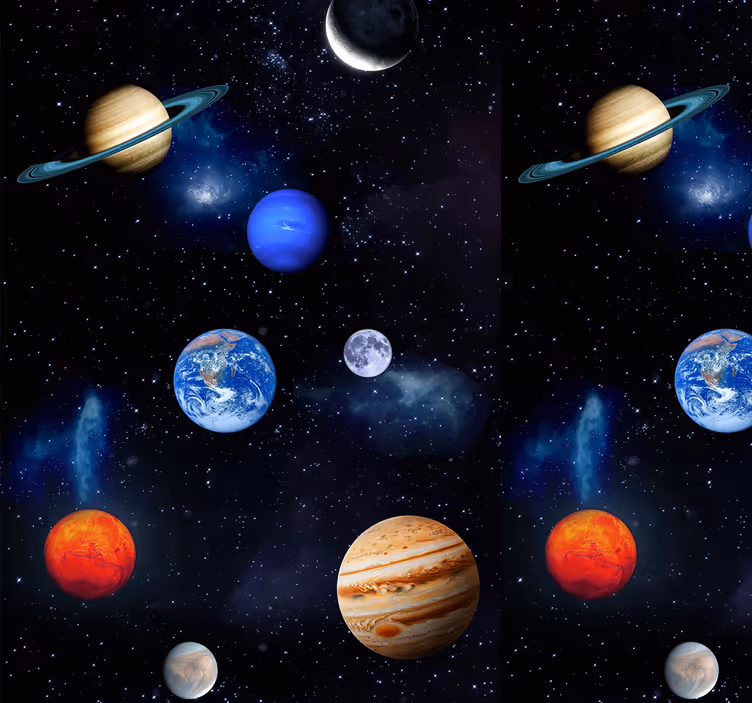 Kozmos vesolje planeti tapeta z zvezdami - TenStickers