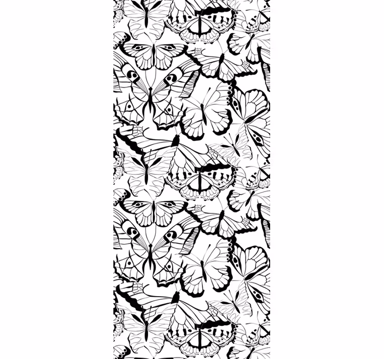 Eleganten črno-bel motiv metuljev ozadje - TenStickers