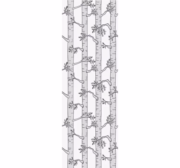 Birch grey and white motif tapeta z motivom drevesa - TenStickers