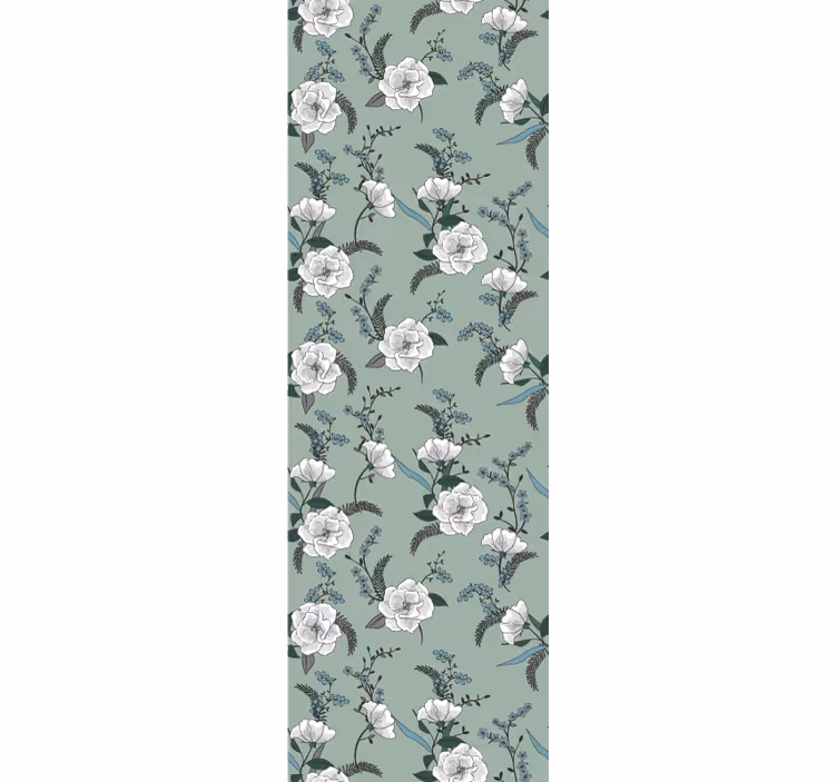 Elegant blossom green motif tapeta z vrtnicami - TenStickers