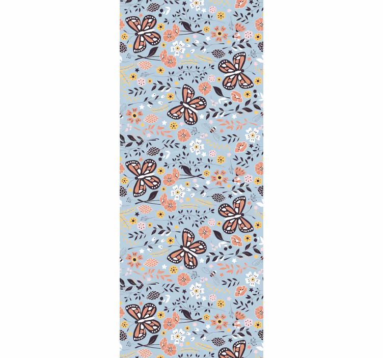 Charming floral motifs z metuljevim ozadjem - TenStickers