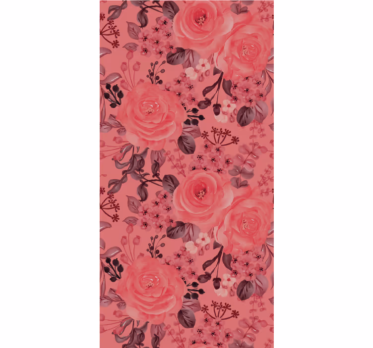Pink rose flourish tapeta z motivom vrtnice - TenStickers
