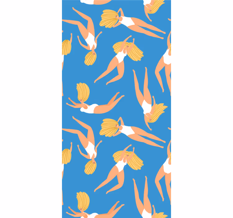 Cheerful swimmers modri tapeti za veselje v vodi - TenStickers
