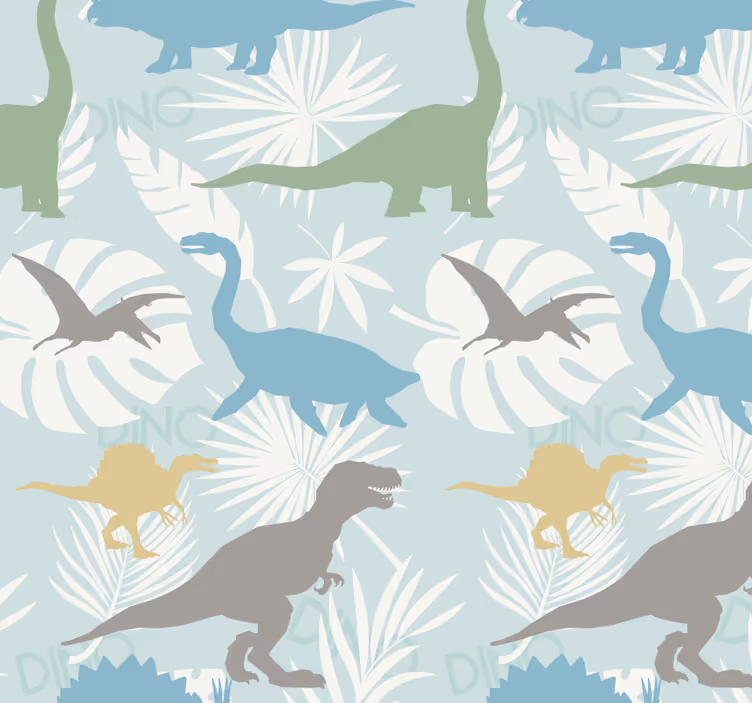 Vzorec pastelnih barv tapeta z dinozavri - TenStickers