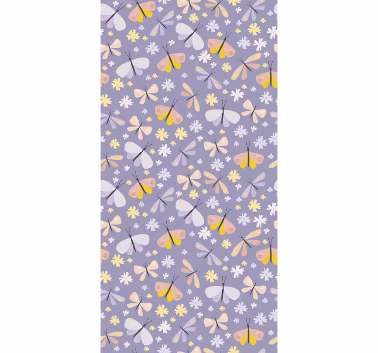 Purple graceful flowers metuljev ozadje - TenStickers