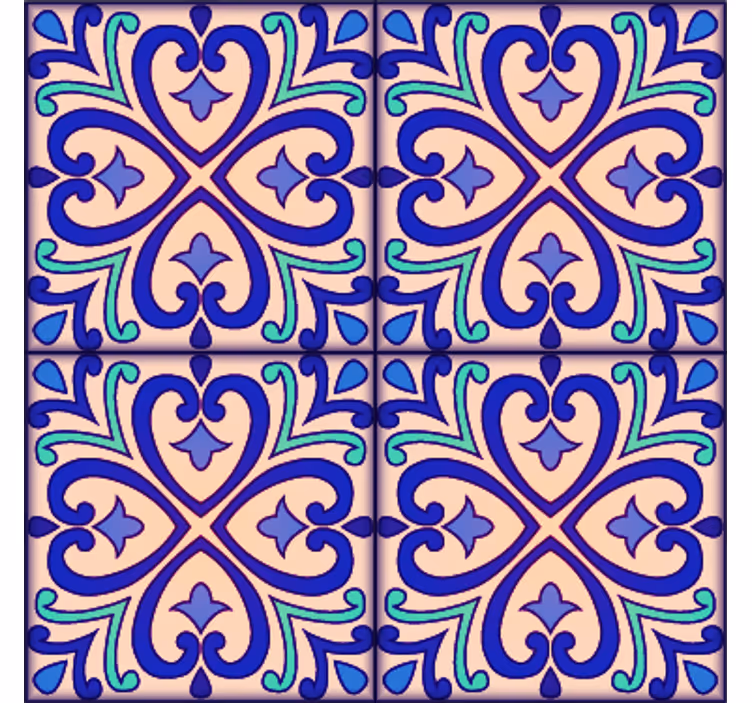 Talavera flowers tapeta z vzorcem ploščic - TenStickers