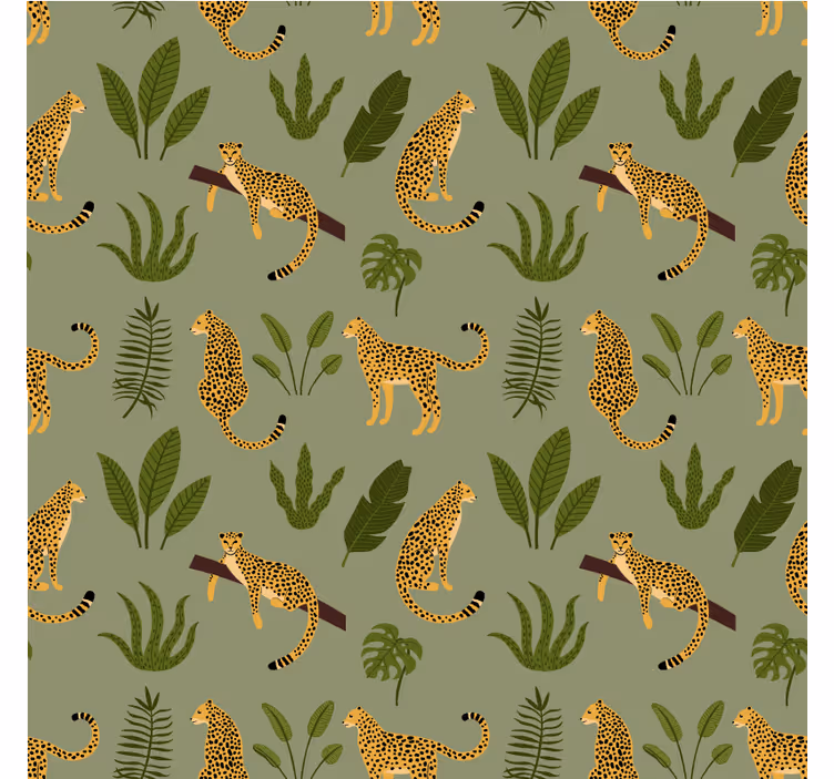 Tapete za spalnice cvetlični džungelski leopard - TenStickers