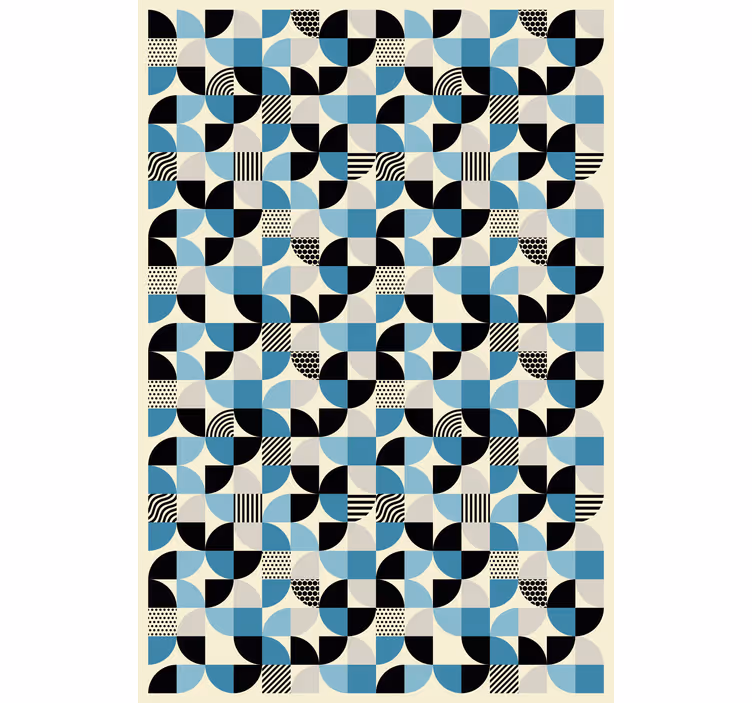 Retro blue bauhaus pattern tapete z ornamentnimi motivi - TenStickers