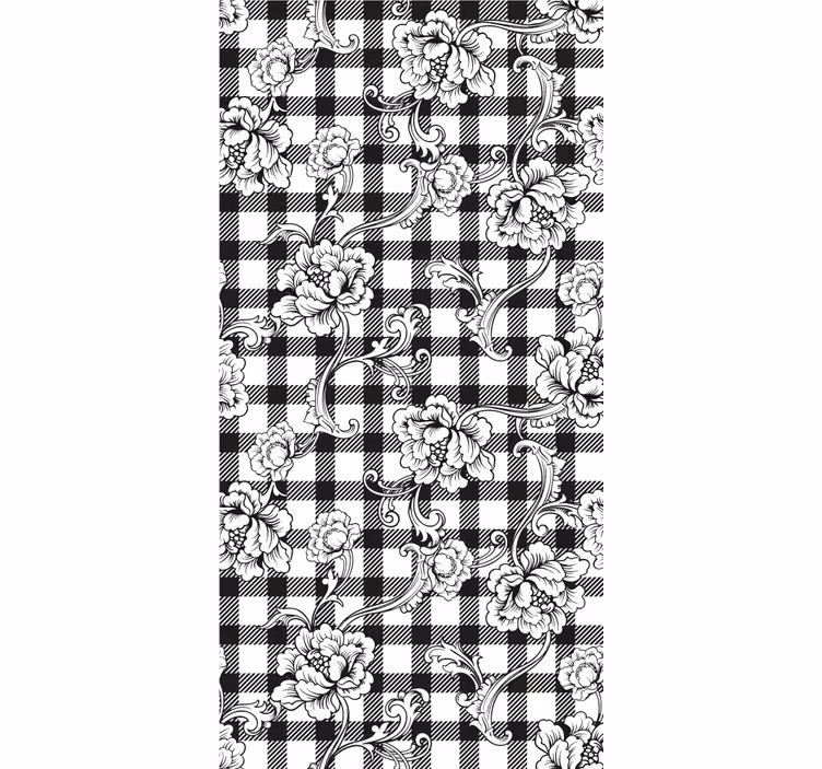 Floral check pattern tapete z ornamentnimi motivi - TenStickers