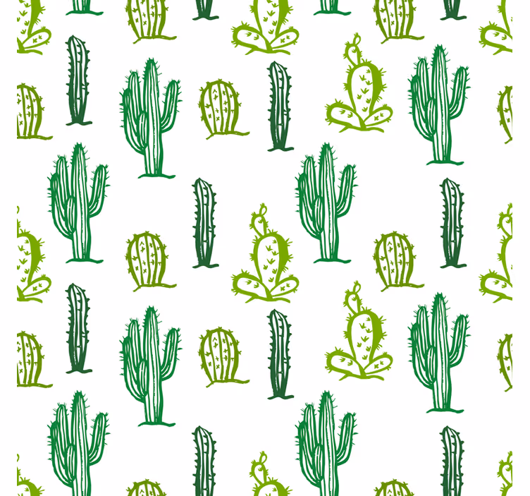 Green cactus pattern tapeta za dnevno sobo - TenStickers