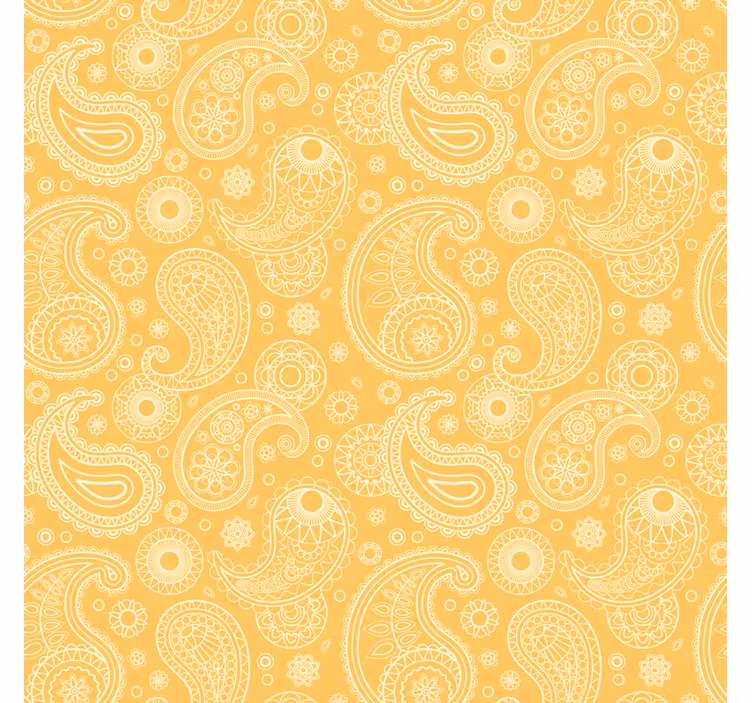 Arabic yellow paisley tapeta za dnevno sobo - TenStickers