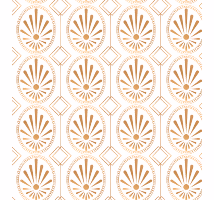Modern art white and golden deco pattern tapeta - TenStickers
