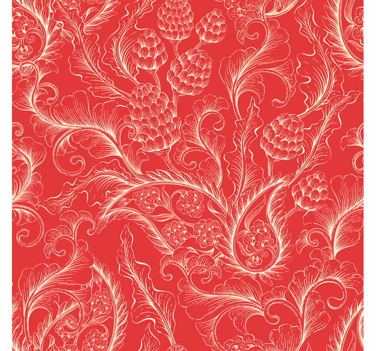 Red paisley illustration cvetlični ornamentalni tapetni papir - TenStickers
