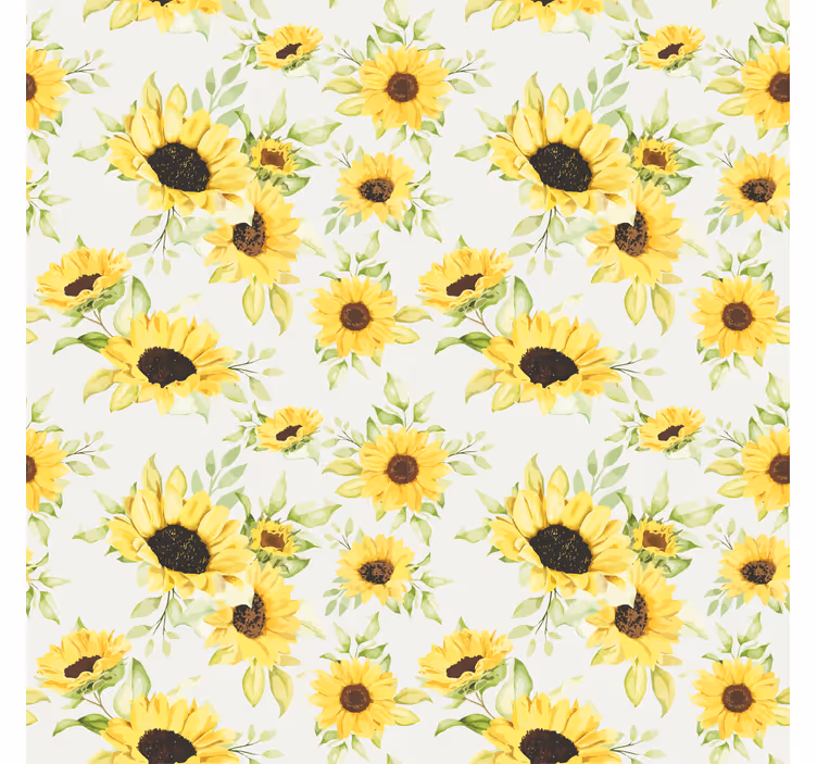 Beautiful watercolor sunflower seamless pattern tapeta - TenStickers