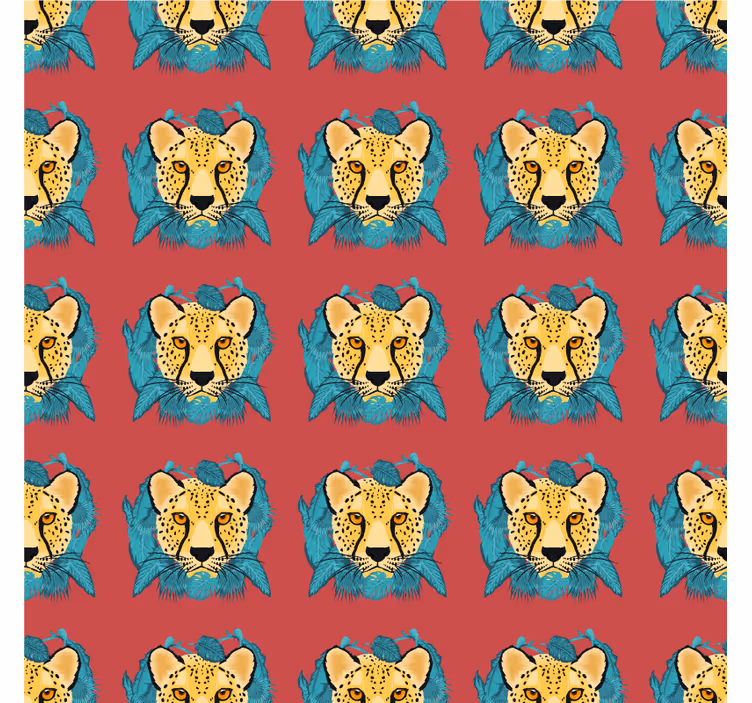 Oriental style leopard graphic tapeta z vzorci - TenStickers