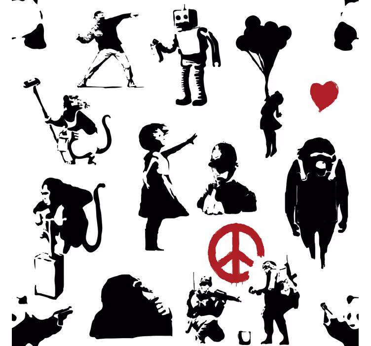 Whimsical character patterns tapete za spalnice - TenStickers