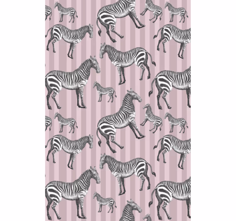 Vintage zebra illustration pattern tapeta z živalmi - TenStickers