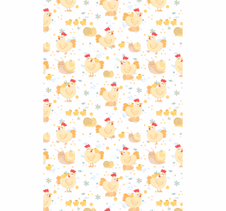 Chickens and snails cartoon farm tapeta z živalmi - TenStickers