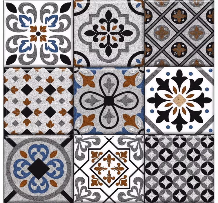 Moroccan dark design tapeta z vzorcem ploščic - TenStickers