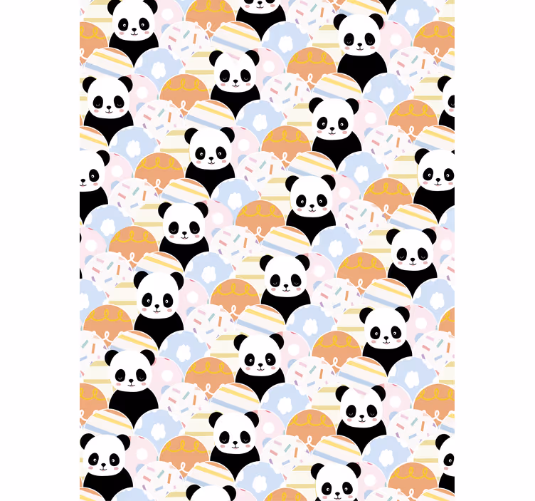 Tapete za otroške sobe z motivom panda v patchworku - TenStickers