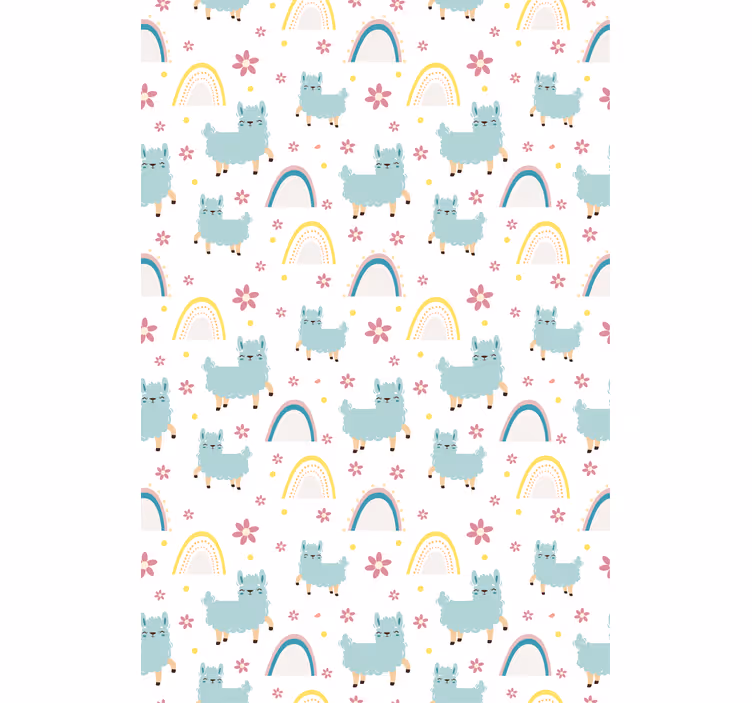 Cute llamas and rainbows tapete za otroške sobe - TenStickers