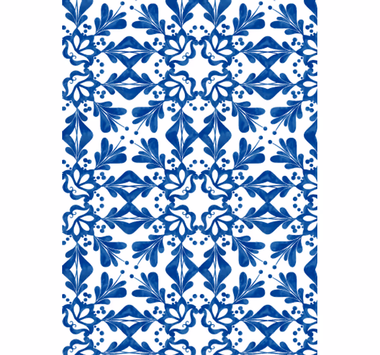 Tapeta za dnevno sobo modri vintage vzorec - TenStickers