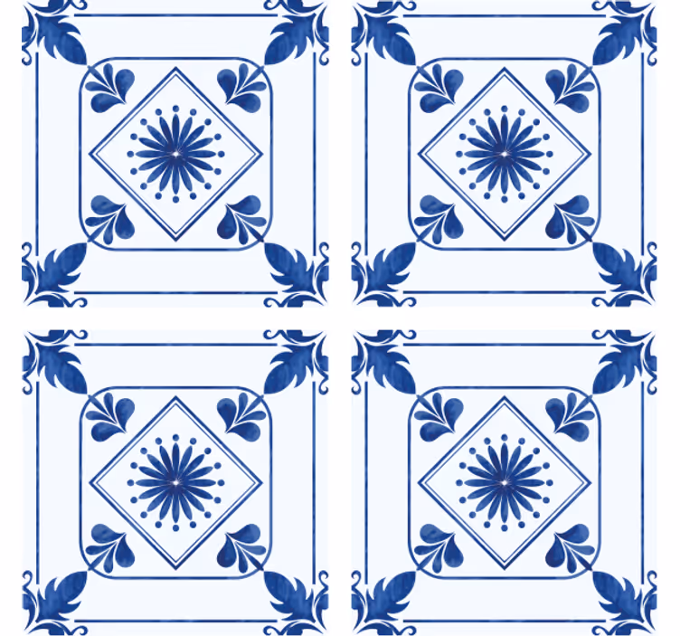 Tapeta z vzorcem ploščic z bogatim cvetličnim aranžmajem - TenStickers