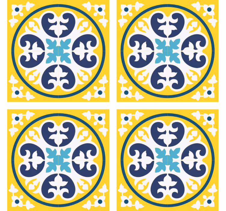 Tapeta z vzorcem ploščic cvetlični keramični vzorec - TenStickers