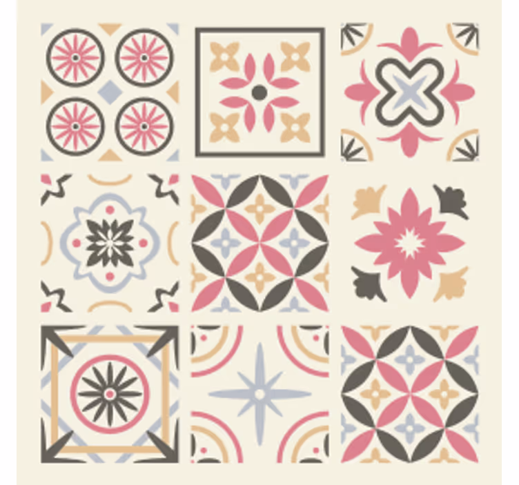 Tapeta z vzorcem ploščic geometrijski cvetlični element - TenStickers