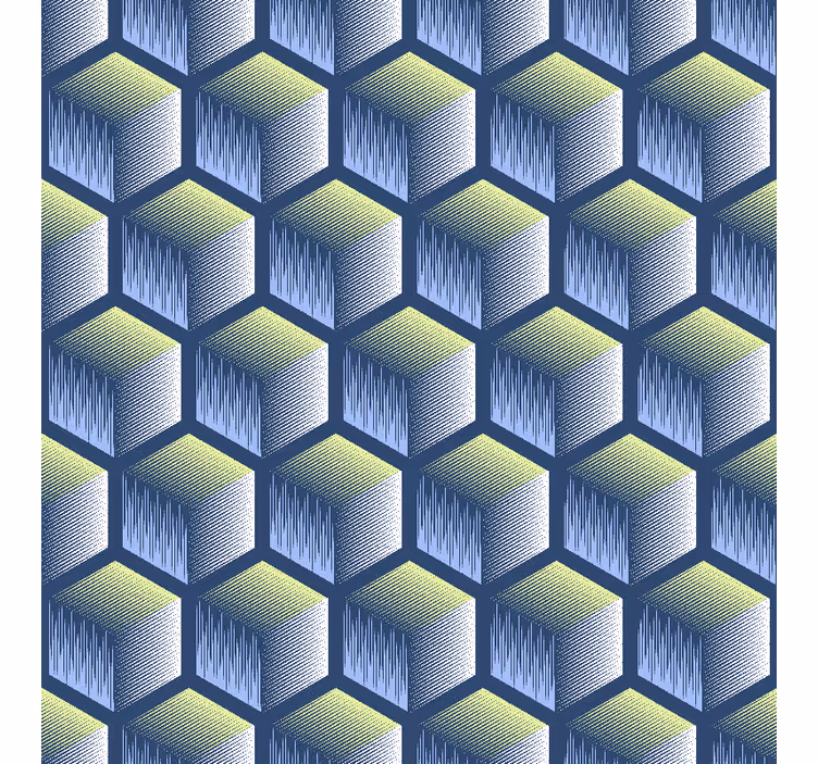 Hexagonal cube pattern geometrijski zidni papir - TenStickers