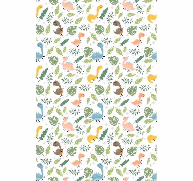 Tapeta z dinozavri v pastelnem gozdnem vzorcu - TenStickers