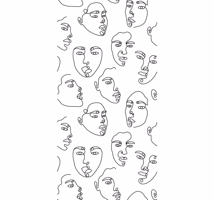 Moderno tapeta za stene vzorec linijskih obrazov - TenStickers