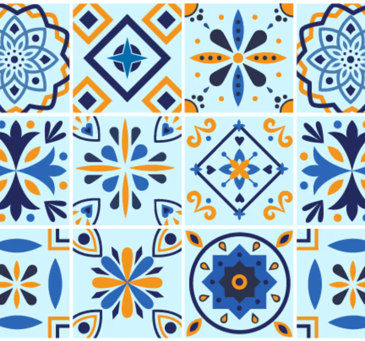 Tapete za kuhinjo v tradicionalnem ploščicnem vzorcu - TenStickers