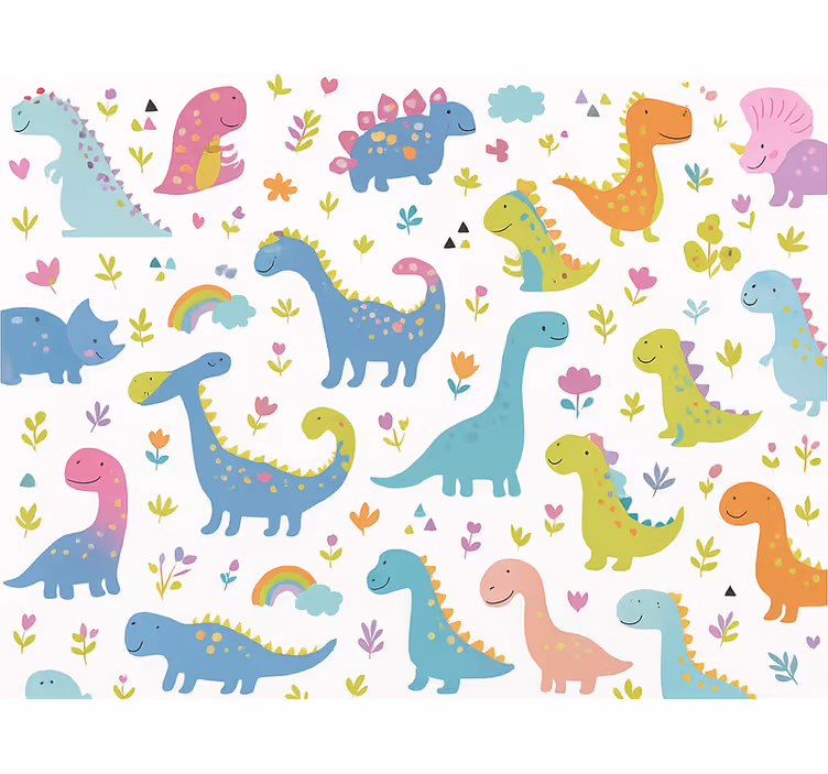 Tapete za otroške sobe barvit dinosaurus - TenStickers