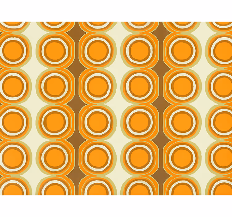 Tapeta za dnevno sobo retro oranžni krogi dizajn - TenStickers
